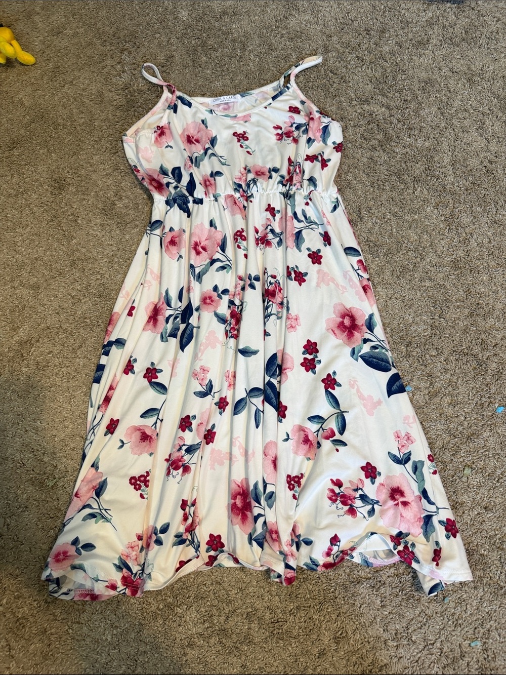 Chris & Carol White Floral Sundress with Pink and Navy Flowers